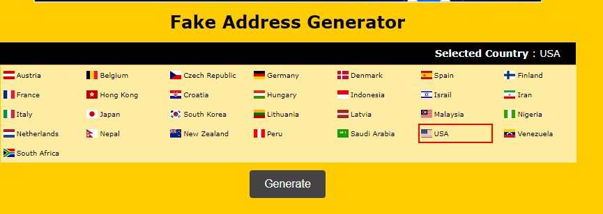 Fake Address Generator